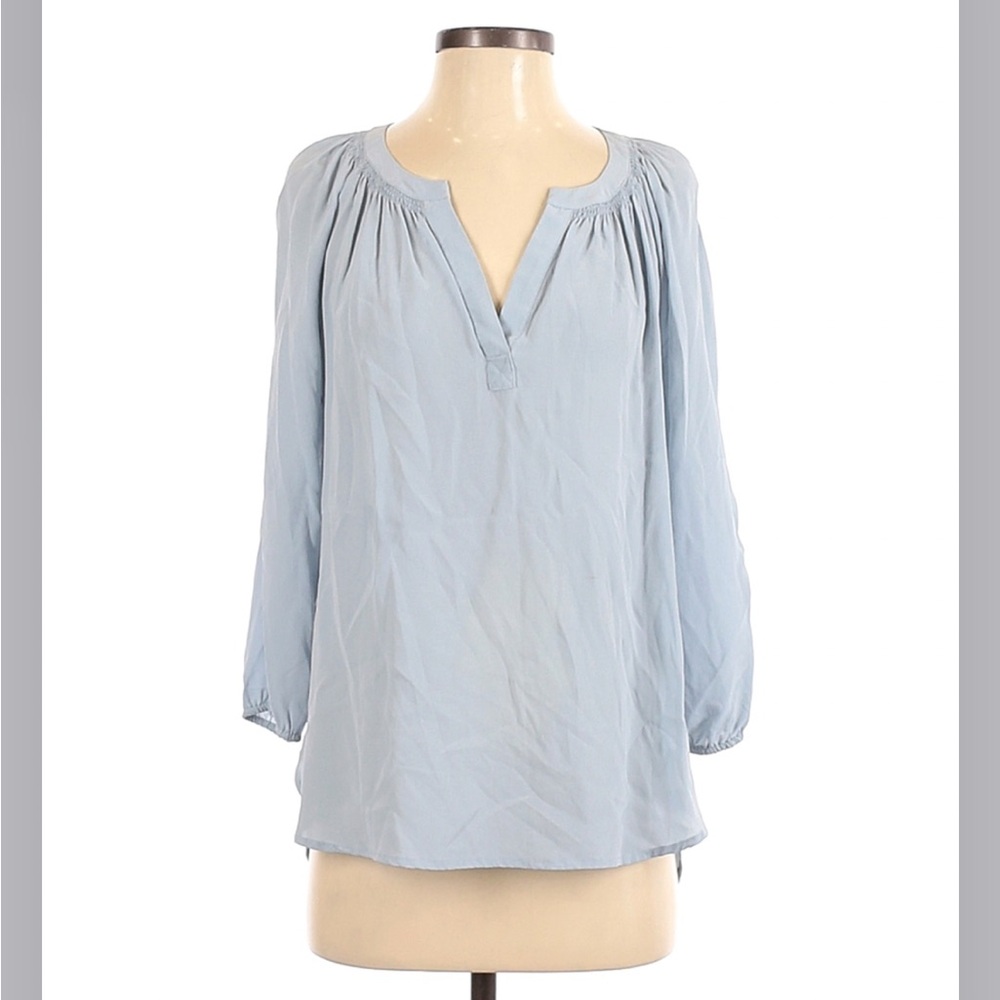100% Silk Blue Max Studio Blouse